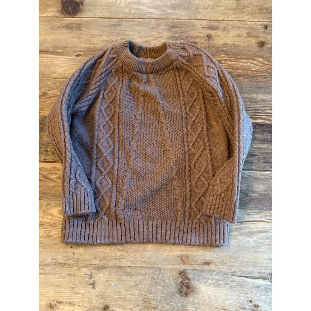 SHEIN Kids Brown Cable Knit Crewneck Sweater Size 120